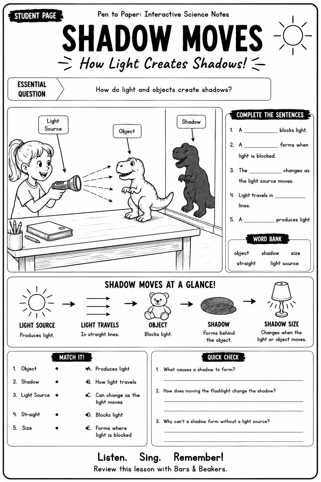 Interactive Science Notes Shadows