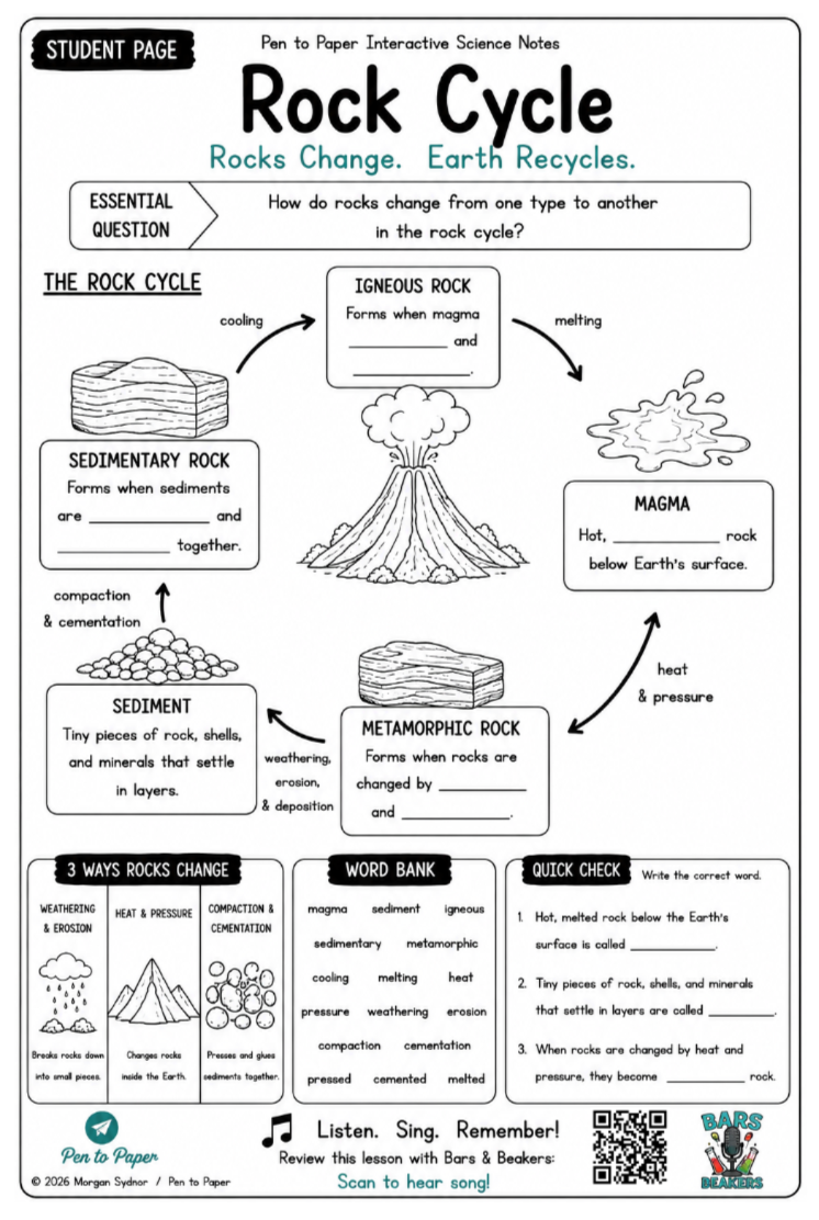 Interactive Science Notebook Rock Cycle
